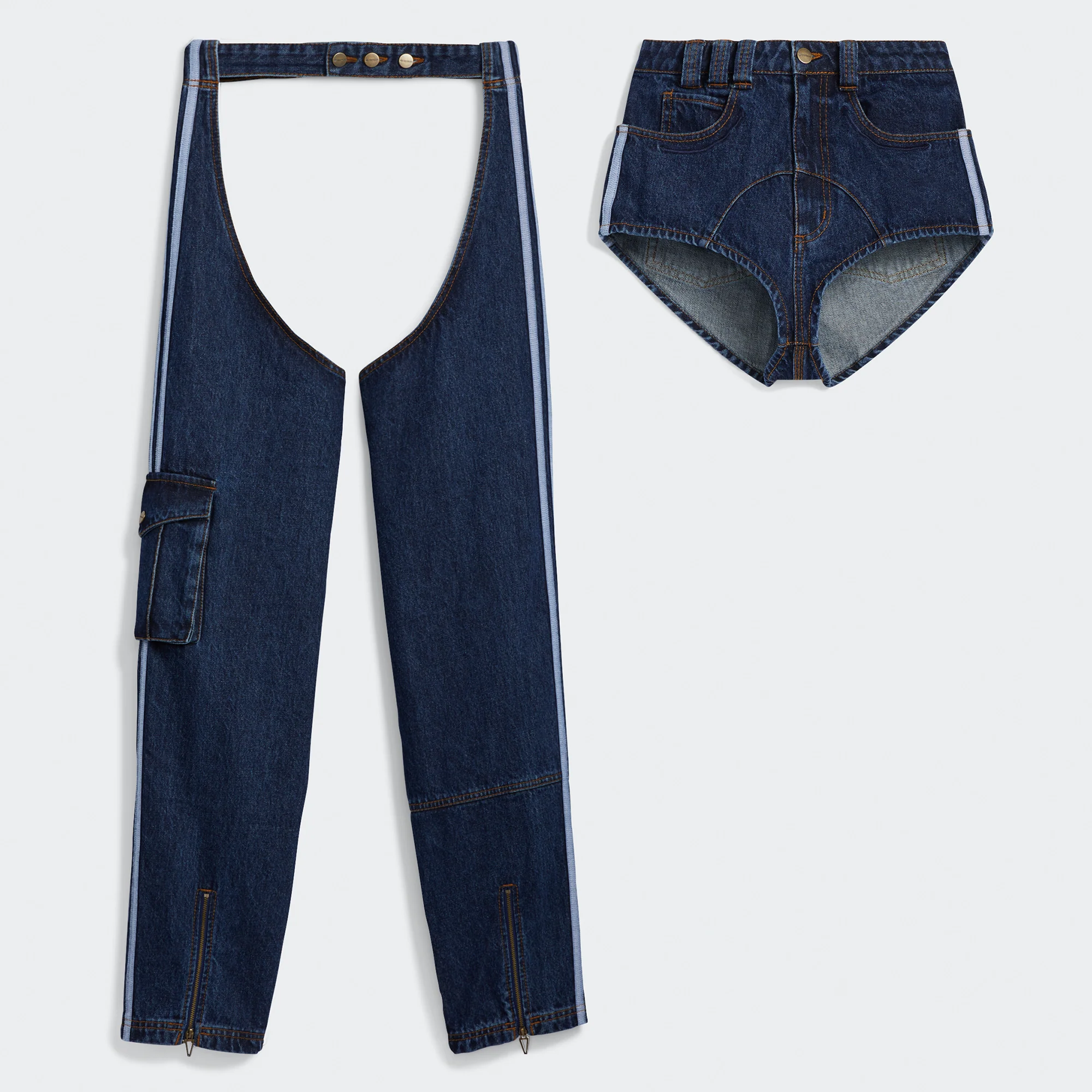 Adidas X Ivy Park Womens Denim Chaps DrkDen - Image 2