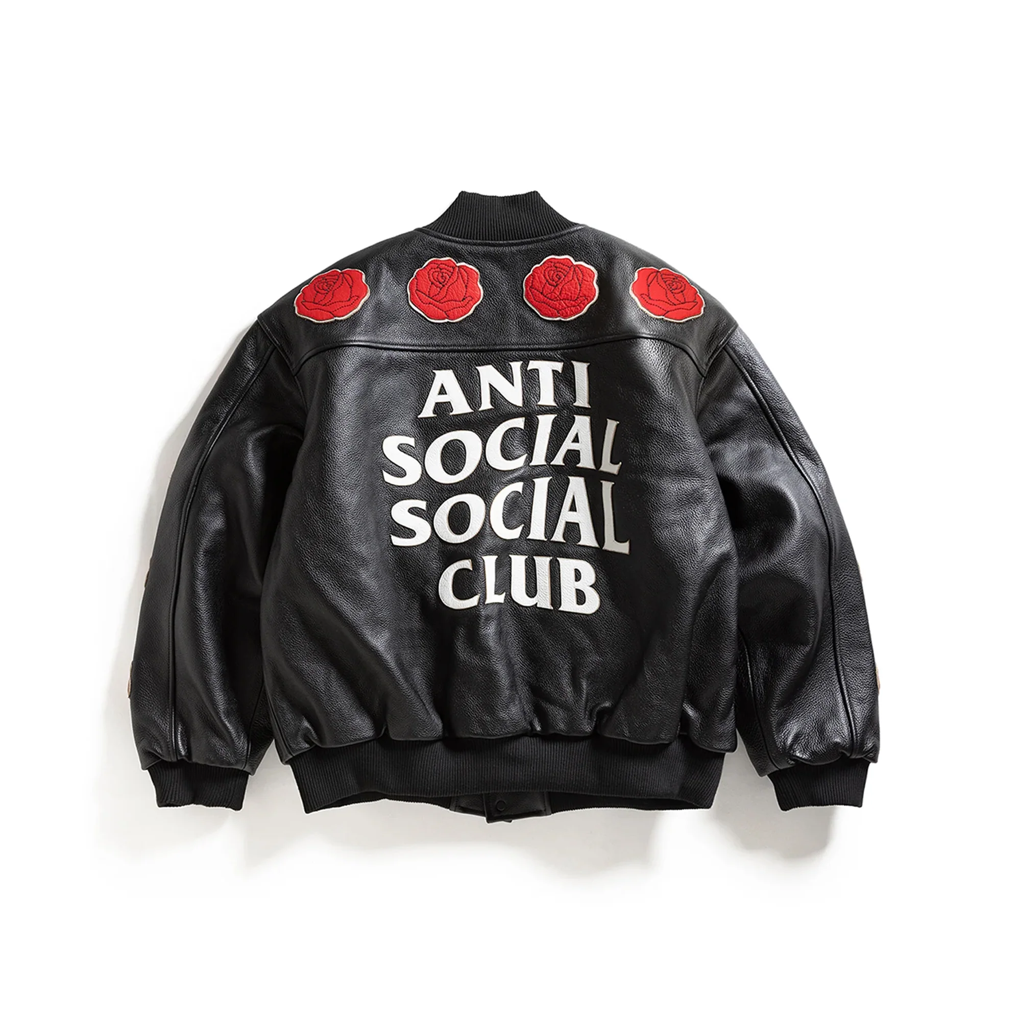 Anti Social Social Club Mens Petal To The Metal Leather Varsity Jacket - Image 2