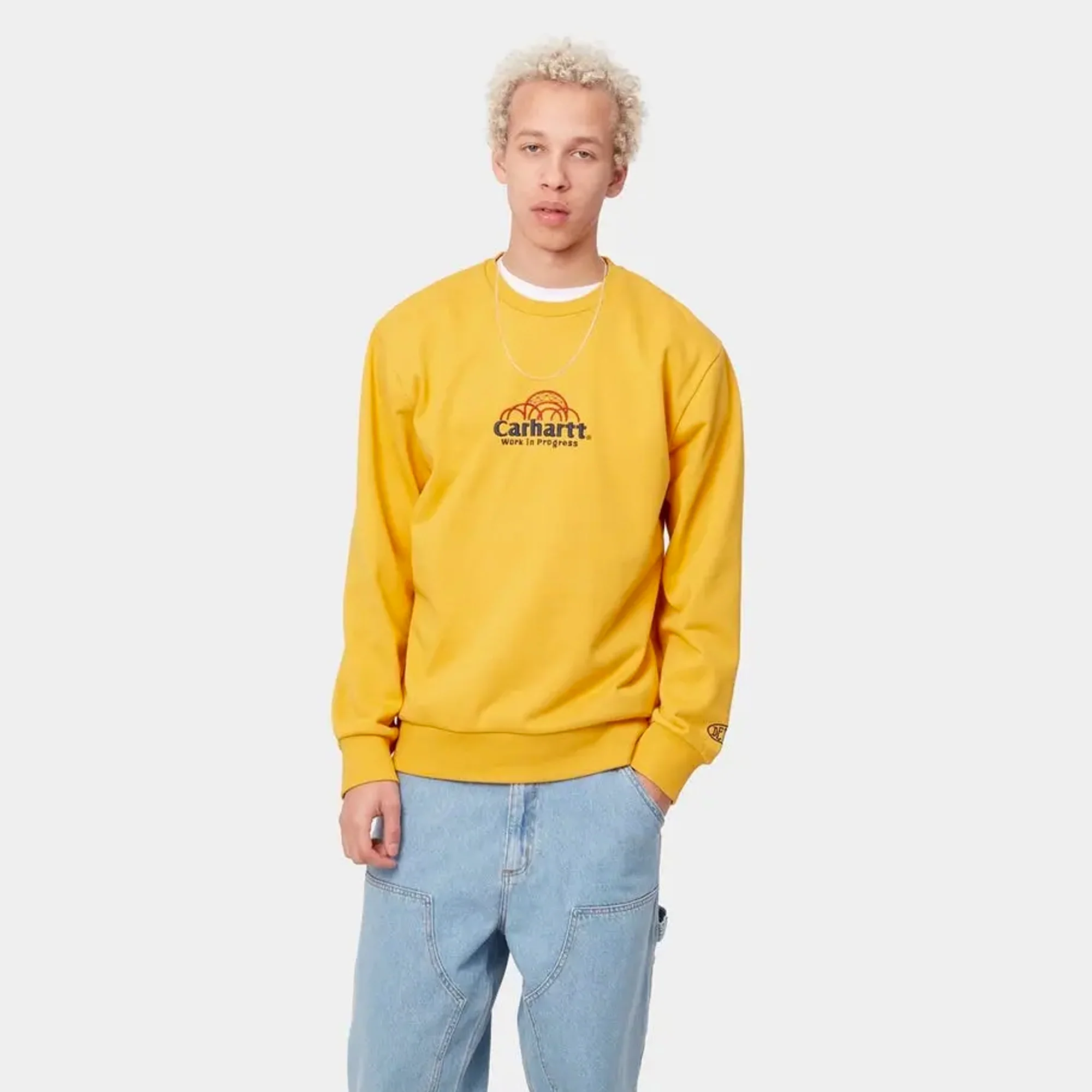 Carhartt WIP Mens Geo Script Crew Sweatshirt Popsicle - Image 3