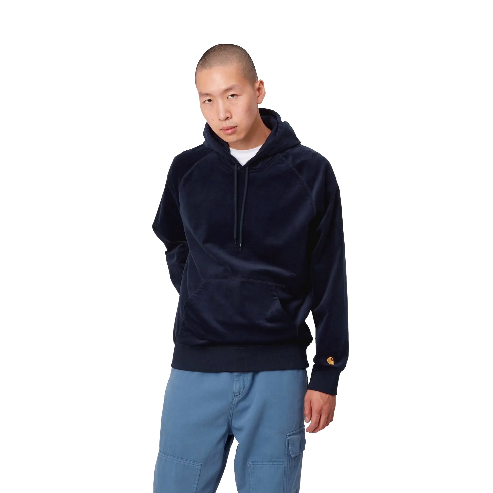 Carhartt WIP Mens Hooded Cord Sweatshirt 'Dark Navy' - Image 2