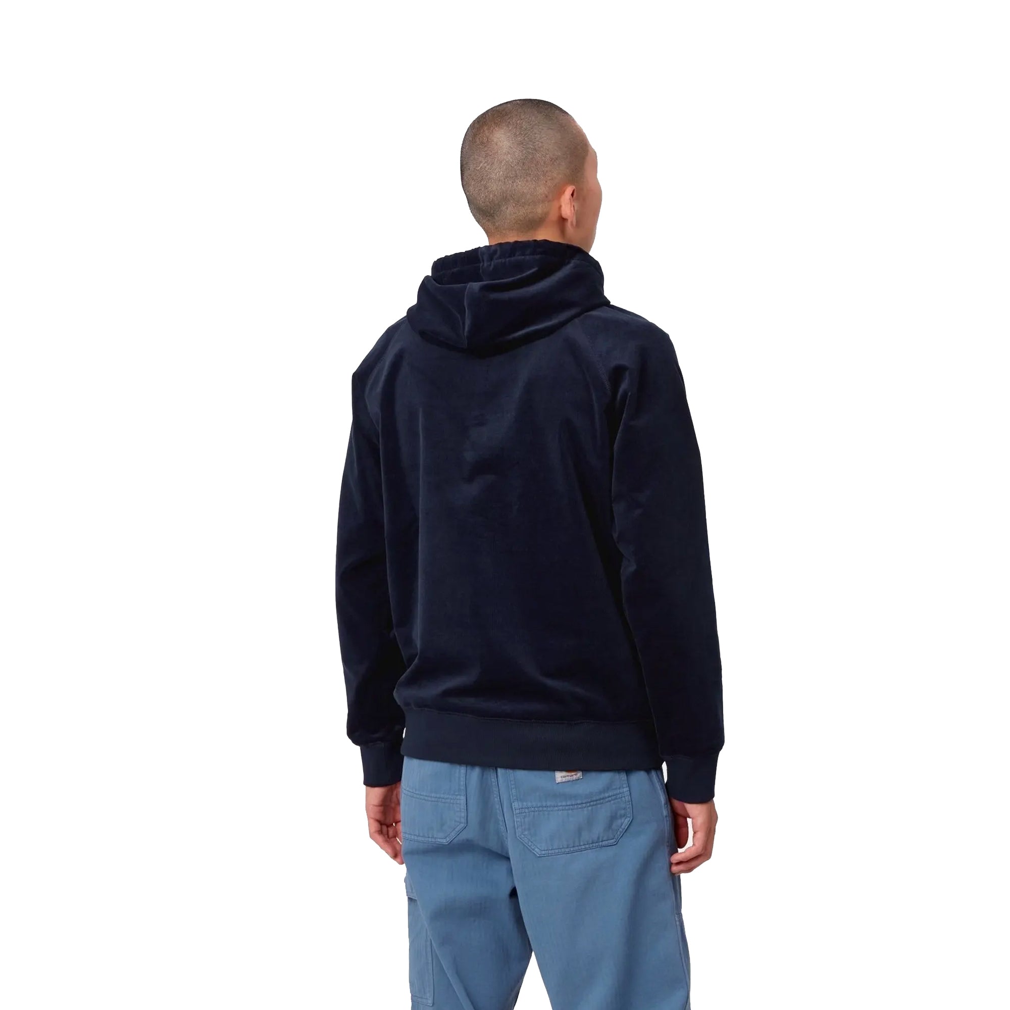 Carhartt WIP Mens Hooded Cord Sweatshirt 'Dark Navy' - Image 3