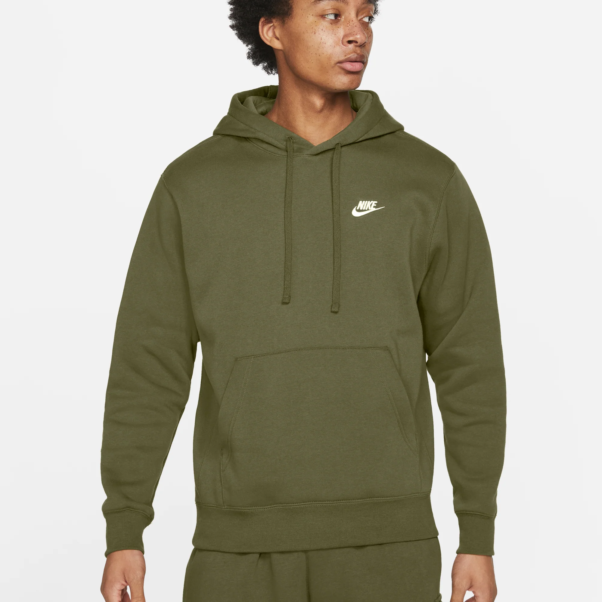 Nike Mens Sportswear Club Fleece Hoodie 'Rough Green' - Image 2