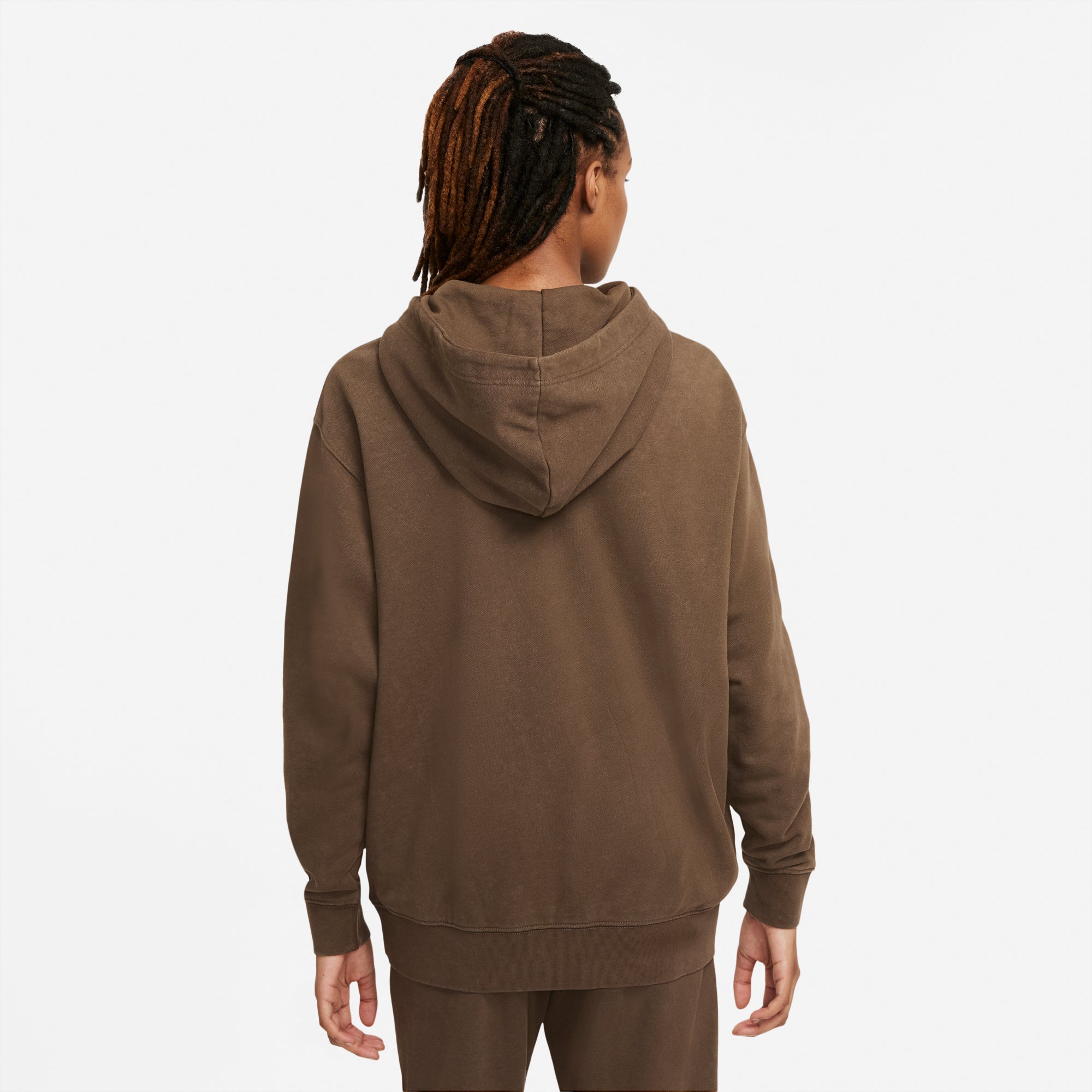 Nike Womens Sportswear Washed Fleece Hoodie 'Ironstone' - Image 3