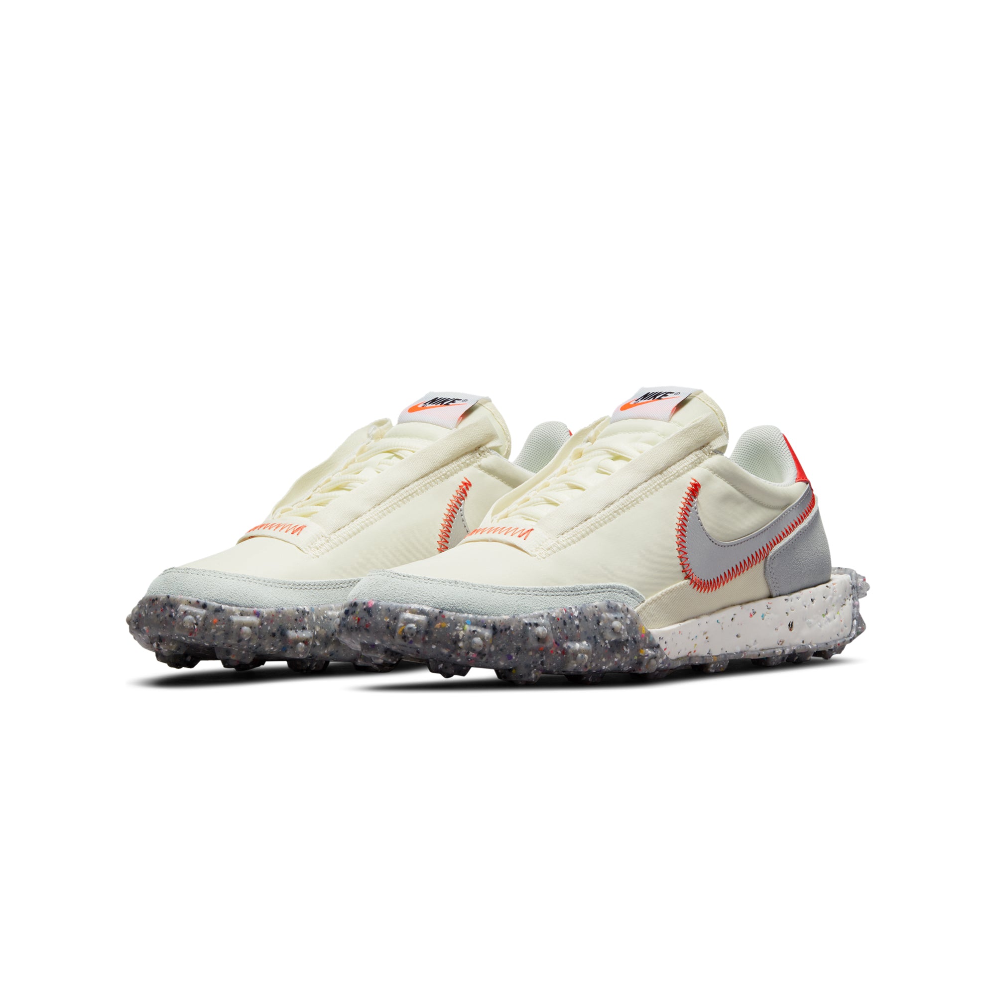 Nike Womens Waffle Racer Crater Shoes Coconut Milk/Metallic - Image 2