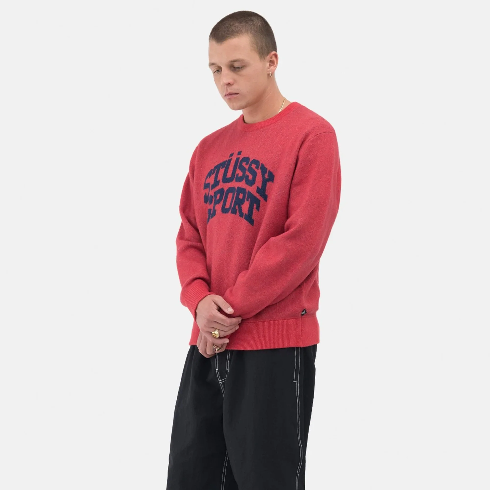 Stussy Mens Sport Sweater 'Red' - Image 3