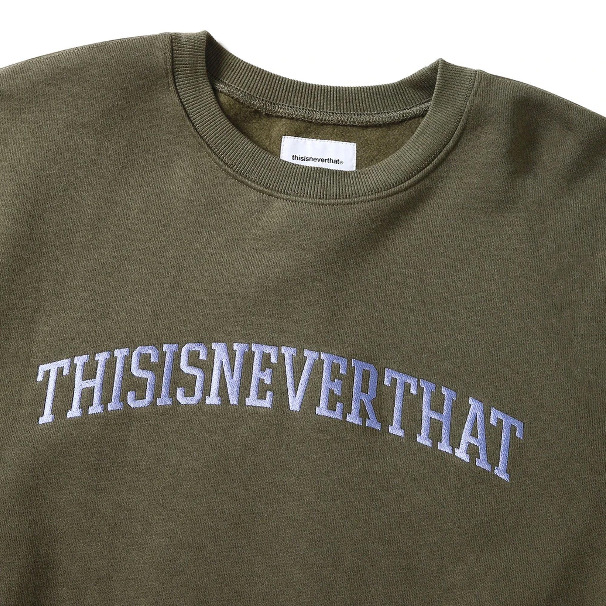 THISISNEVERTHAT Mens Arch-logo Crewneck 'Olive' - Image 3