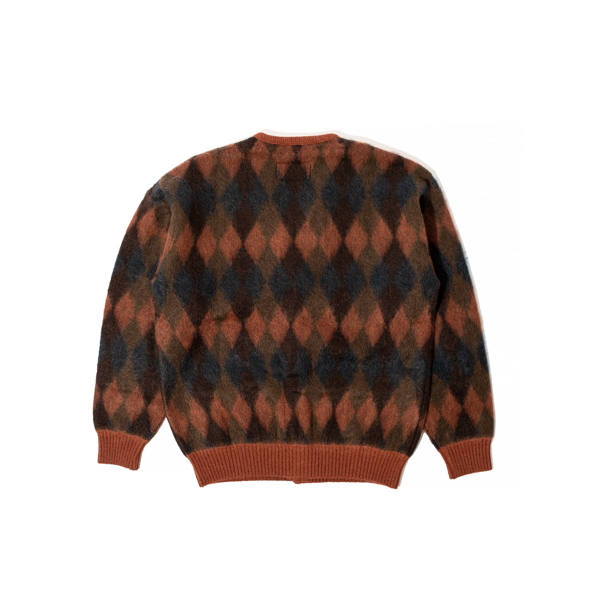 Wacko Maria Mens Diamond Mohair Cardigan 'Brown' - Image 2
