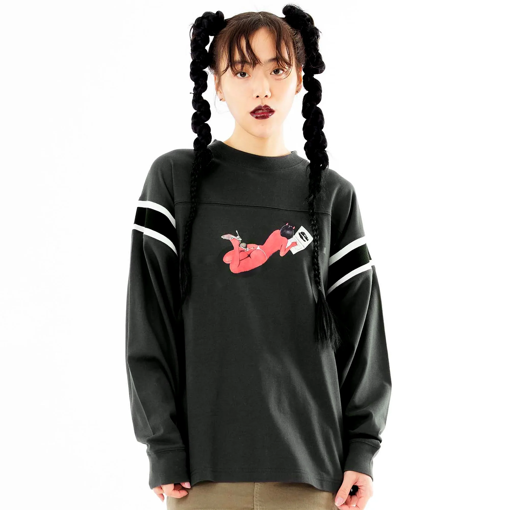 X-Girl x T-Rex Womens Lost Angels Football LS Tee - Image 2